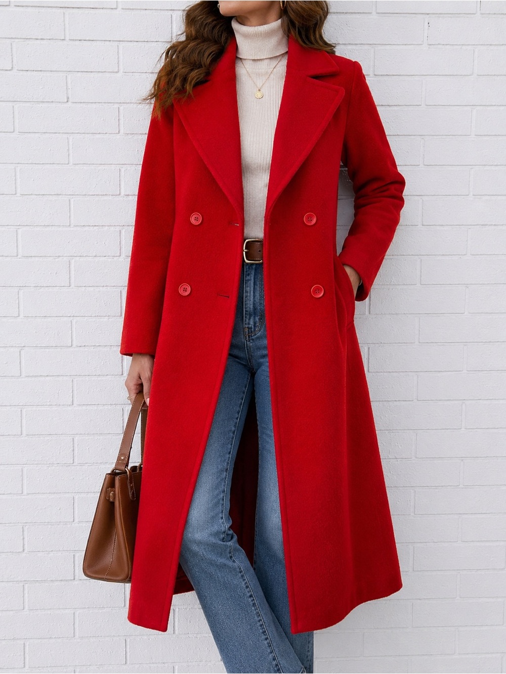 Vintage Pendleton Red 100% Virgin Wool Long Double Breasted Coat Women’s 12 USA